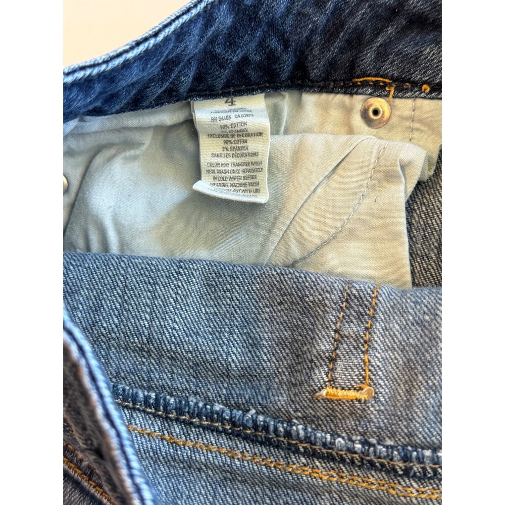 American Eagle Stretch Bermuda Denim Shorts Dark Wash Cutoff Raw Hem Size 4 - Picture 7 of 7
